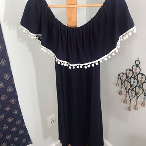 Navy blue off the shoulder white Large Dress